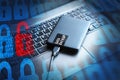 Data security on external storage system with abstract background Royalty Free Stock Photo