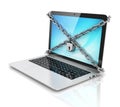 Data security - laptop with padlock and chains