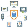 Data security poster with elements on vector illustration Royalty Free Stock Photo