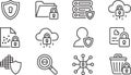Data security and privacy protection icons server safety cloud storage encryption file protection system shield Royalty Free Stock Photo