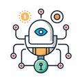 Data Security Robot with Eye, Lock, Connectivity, and Communication Concept Royalty Free Stock Photo