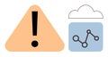Warning Symbol and Cloud Storage Analytics for Data Monitoring and Security Concept Royalty Free Stock Photo