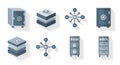 Data Security, Storage & Network Flat Design Icons Set Royalty Free Stock Photo