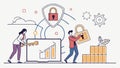 Data security teamwork, cyber security illustration vector design Generative AI