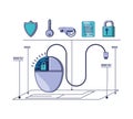Data security technology set icons Royalty Free Stock Photo