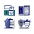 Data security technology set icons Royalty Free Stock Photo