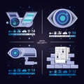 Data security technology set icons Royalty Free Stock Photo