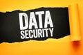 Data security text typography on torn paper background representing information protection, privacy control, digital safety, Royalty Free Stock Photo