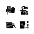 Data sensitivity black glyph icons set on white space