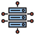 Data server icon. Color digital data storage