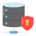 Data server with protection shield, icon of secure database Royalty Free Stock Photo