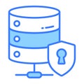 Data server with protection shield, icon of secure database Royalty Free Stock Photo