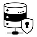 Data server with protection shield, icon of secure database Royalty Free Stock Photo