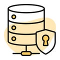 Data server with protection shield, icon of secure database Royalty Free Stock Photo
