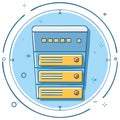 Data server rack hardware cartoon icon for web hosting and cloud computing Royalty Free Stock Photo