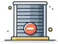 Data server rack illustration featuring a red minus sign for system error or deletion Royalty Free Stock Photo
