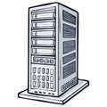 Data Server Rack Illustration with Multiple Bays, Buttons and Cooling Vents for IT or Computing Applications Royalty Free Stock Photo