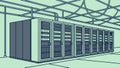 Data Server Room: Rows of High-Tech Computing Equipment, vector design Generative AI Royalty Free Stock Photo