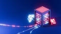 Data server transfer abstract digital 3d illustration. Server room for cloud computing technology. 3D render,
