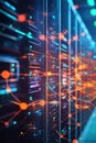 Data Servers Illuminated With Network Connections in a Modern Data Center at Night Royalty Free Stock Photo