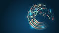 Data set analysis and visualization. Artificial intelligence, business analytics. An array of information in the form of a disk. Royalty Free Stock Photo