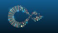 Data set analysis and visualization. Artificial intelligence, business analytics. An array of information in the form of a disk. Royalty Free Stock Photo