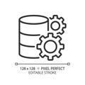 Data settings pixel perfect linear icon Royalty Free Stock Photo