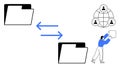 Data Sharing and File Transfer Concept with Folders and Team Collaboration Symbol Royalty Free Stock Photo