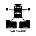 data sharing icon, black vector sign with editable strokes, concept illustration Royalty Free Stock Photo