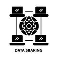 data sharing icon, black vector sign with editable strokes, concept illustration Royalty Free Stock Photo