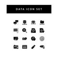 Data sharing icon set with black color glyph style design Royalty Free Stock Photo