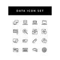 Data sharing icon set with black color outline style design Royalty Free Stock Photo