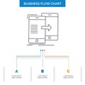 data, Sharing, sync, synchronization, syncing Business Flow Chart Design with 3 Steps. Line Icon For Presentation Background Royalty Free Stock Photo