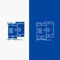 data, Sharing, sync, synchronization, syncing Line and Glyph web Button in Blue color Vertical Banner for UI and UX, website or Royalty Free Stock Photo