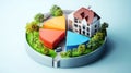 data simulation of 3d real estate pie chart Royalty Free Stock Photo
