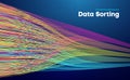 Data sorting colorful lines background. Data flow technology illustration