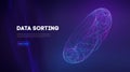 Data sorting information infographic. Data funnel ai network. Technology blockchain background concept sorting data
