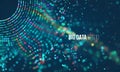 Data sorting process. Big data futuristic infographic. Colorful particle grid with bokeh Royalty Free Stock Photo