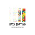 Data sorting vector illustration. Big data base vector emblem. Information sorting abstract logo. Digital technology