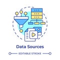 Data sources multi color concept icon Royalty Free Stock Photo