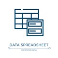 Data spreadsheet icon. Linear vector illustration from computer and media collection. Outline data spreadsheet icon vector. Thin