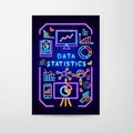 Data Statisics Neon Flyer Royalty Free Stock Photo
