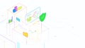 Data statistical and analysis isometric vector illustration background