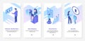 Data statistics, security cloud service UX, UI onboarding mobile app page screen set