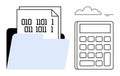 Digital Data Storage and Binary Code Concept with Calculator and Cloud Symbol Royalty Free Stock Photo