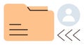 Digital File Sharing Concept with User Profile Icon and Document Folder Symbol for Online Data Management Royalty Free Stock Photo