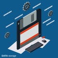 Data storage flat isometric vector concept Royalty Free Stock Photo