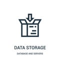 data storage icon vector from database and servers collection. Thin line data storage outline icon vector illustration