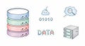 Data storage icons with transparent background Royalty Free Stock Photo