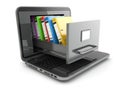 Data storage. Laptop and file cabinet with ring binders. Royalty Free Stock Photo